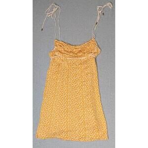 Free People Sleeveless Blouse Womens Size Medium Yellow Tie Straps Boho Flowy